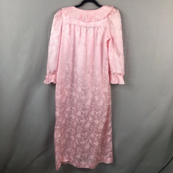 Vintage Christian Dior Robe Womens M Pink Maxi Embossed Romantic Victorian - Picture 2 of 16